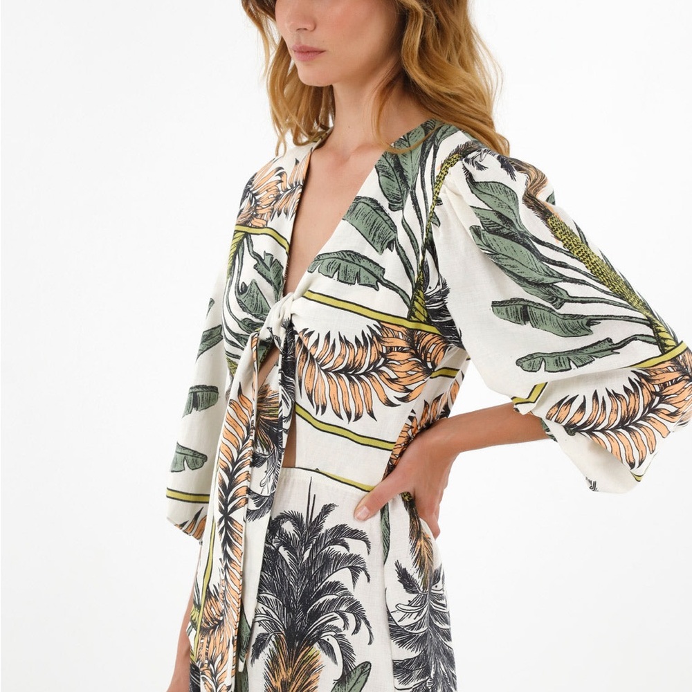 Long sleeve printed dress palm print size medium.By TNS (tennis) cotton dress